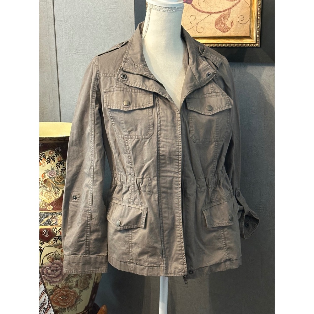 Charlotte Russe Olive Green Utility Military Field Jacket Roll Tab Sleeve Small
